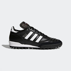 Adidas Mundial Team Turf Black Soccer Cleat, Leather Upper, Rubber Studs, Side View