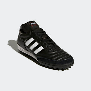 Adidas Mundial Team Turf Black Soccer Cleat, Leather Upper, Rubber Studs, Side View