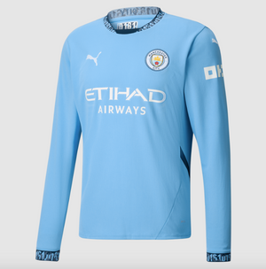 Manchester City Home Long Sleeve Soccer Jersey 24/25 - Adult