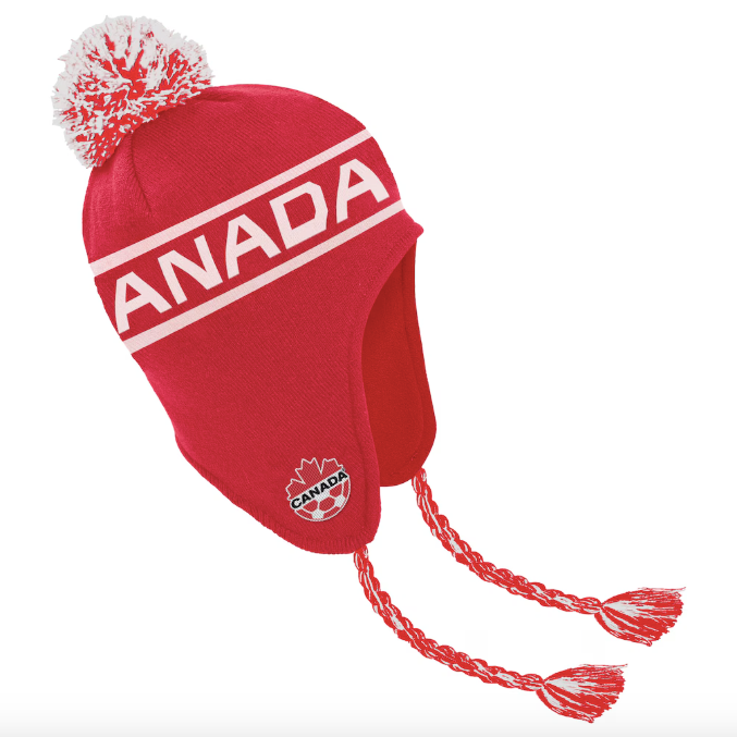 Men's Nike Red Canada Soccer Earflap Tassel Knit Hat with Pom