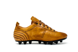 Akuna Cinquestelle Storica HG Soccer Cleats, Brown Calf Leather, 19 Conical Studs, Side View