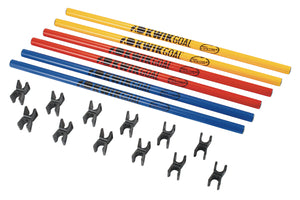 KwikGoal Coaching Stick Hurdles in Blue, Yellow and Red, Black Swivel Clips