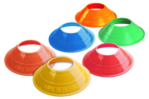 KwikGoal Mini Disc Cones in Yellow/Orange/Red/Blue/Green/Hi-Vis-Orange