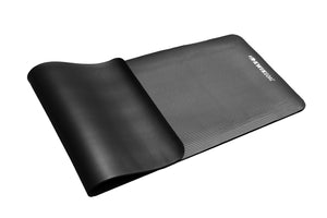 picture of a black stretching mat on a white background